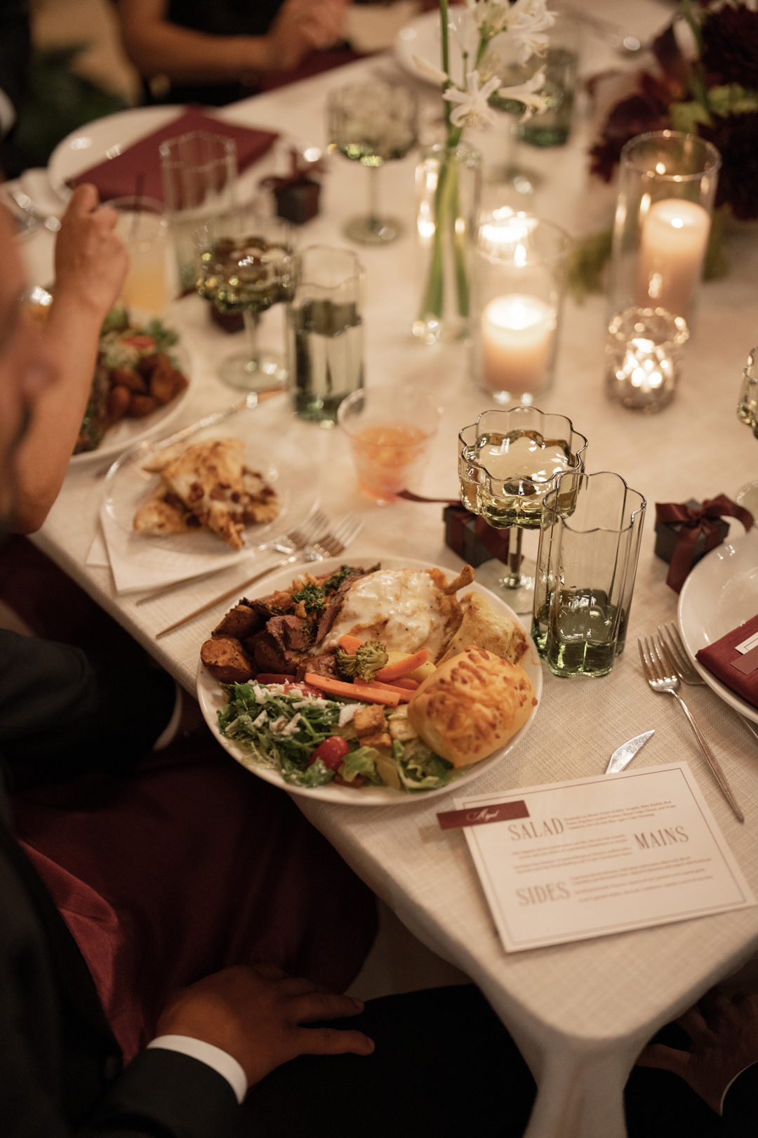 Chicken and steak wedding dinner plate.