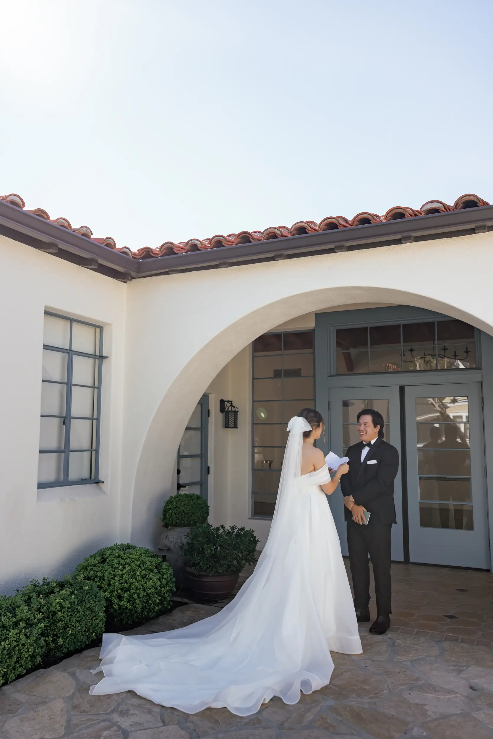 Bride and groom first look.