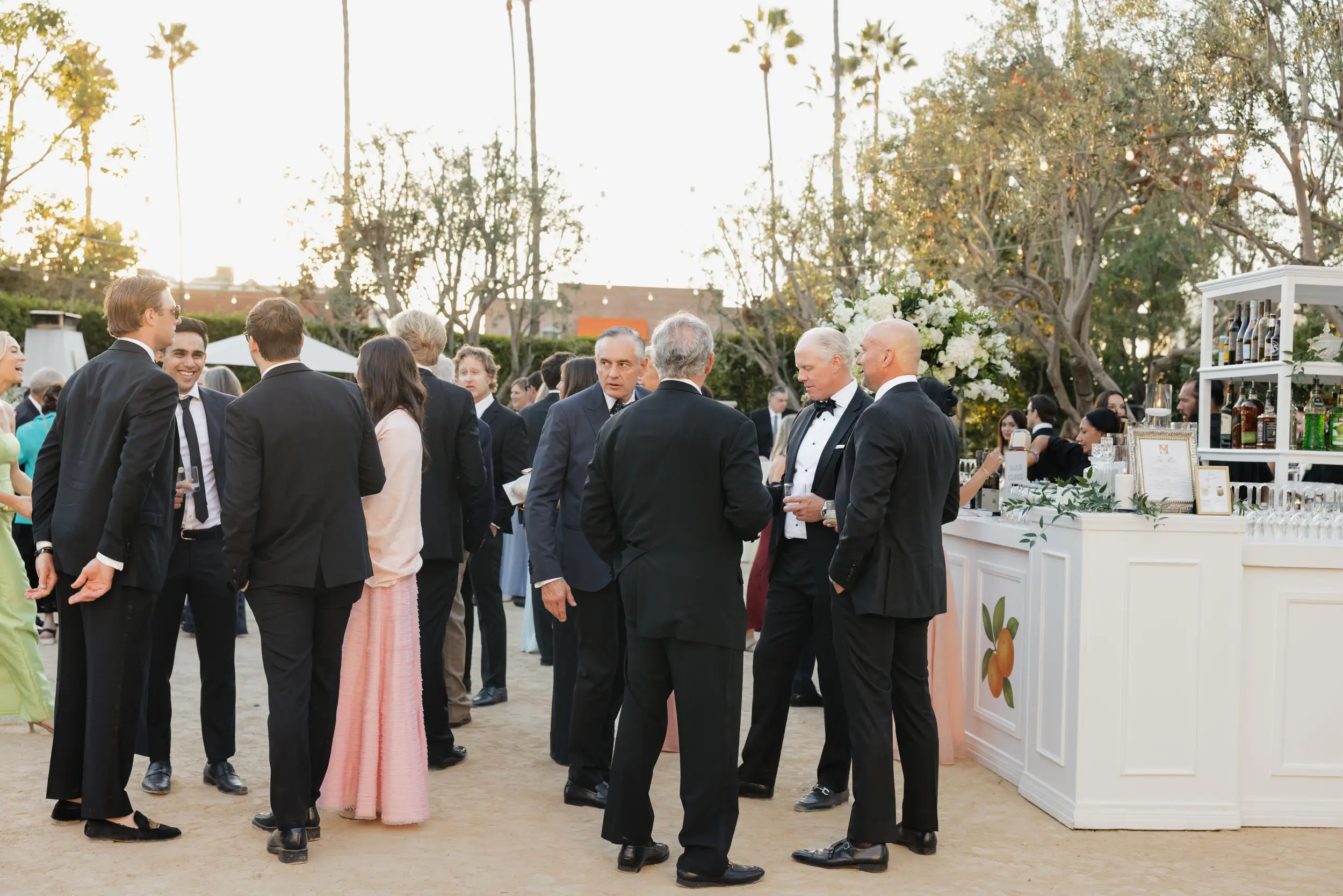 Guests line up for the bar in the Grand Gimeno Olive Grove.