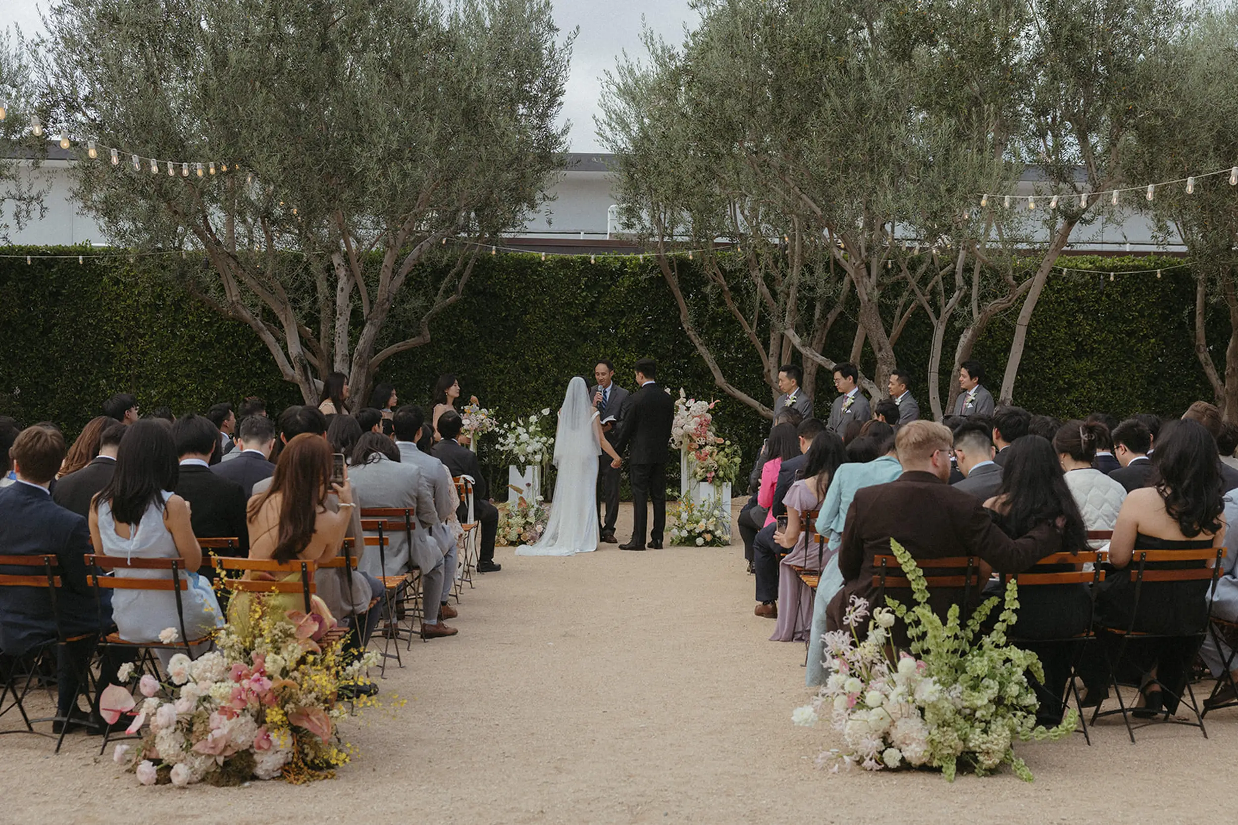 Outdoor spring wedding ceremony.