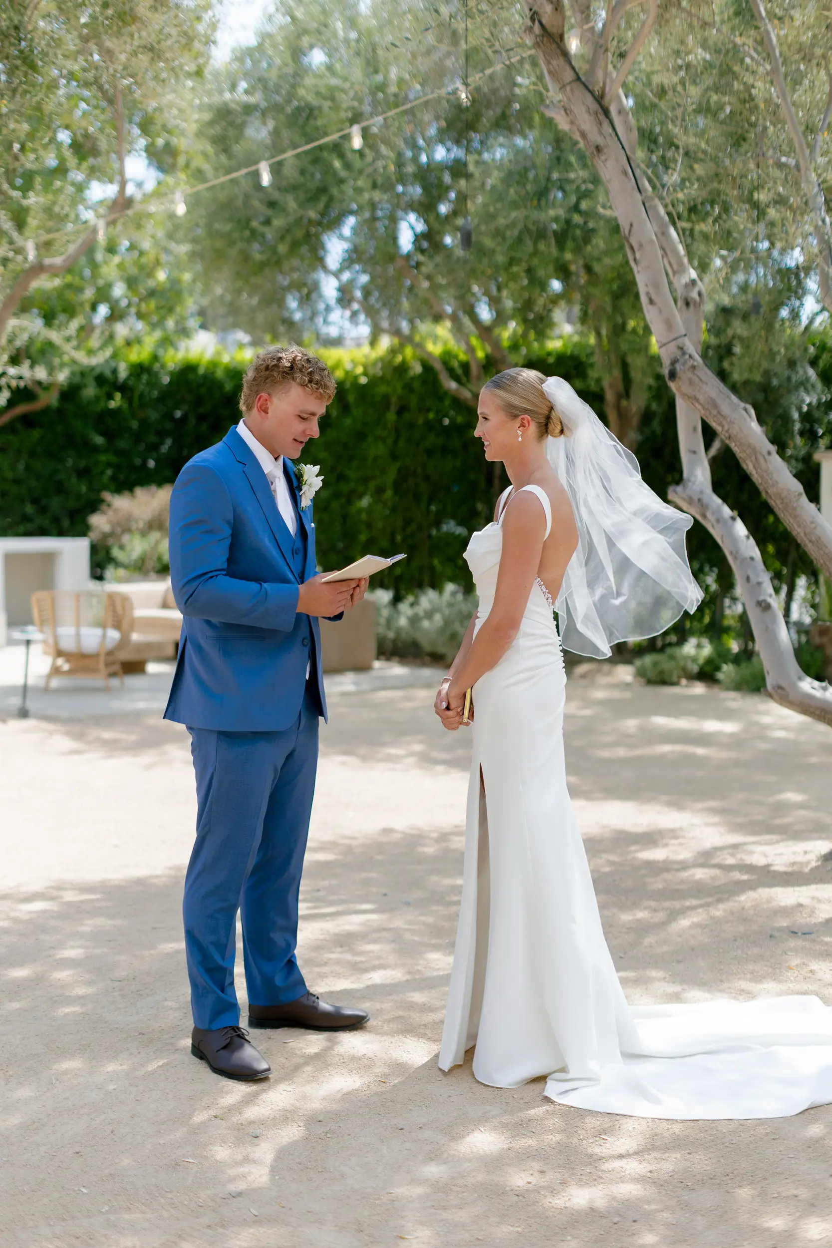 Bride and groom private vow exchange.