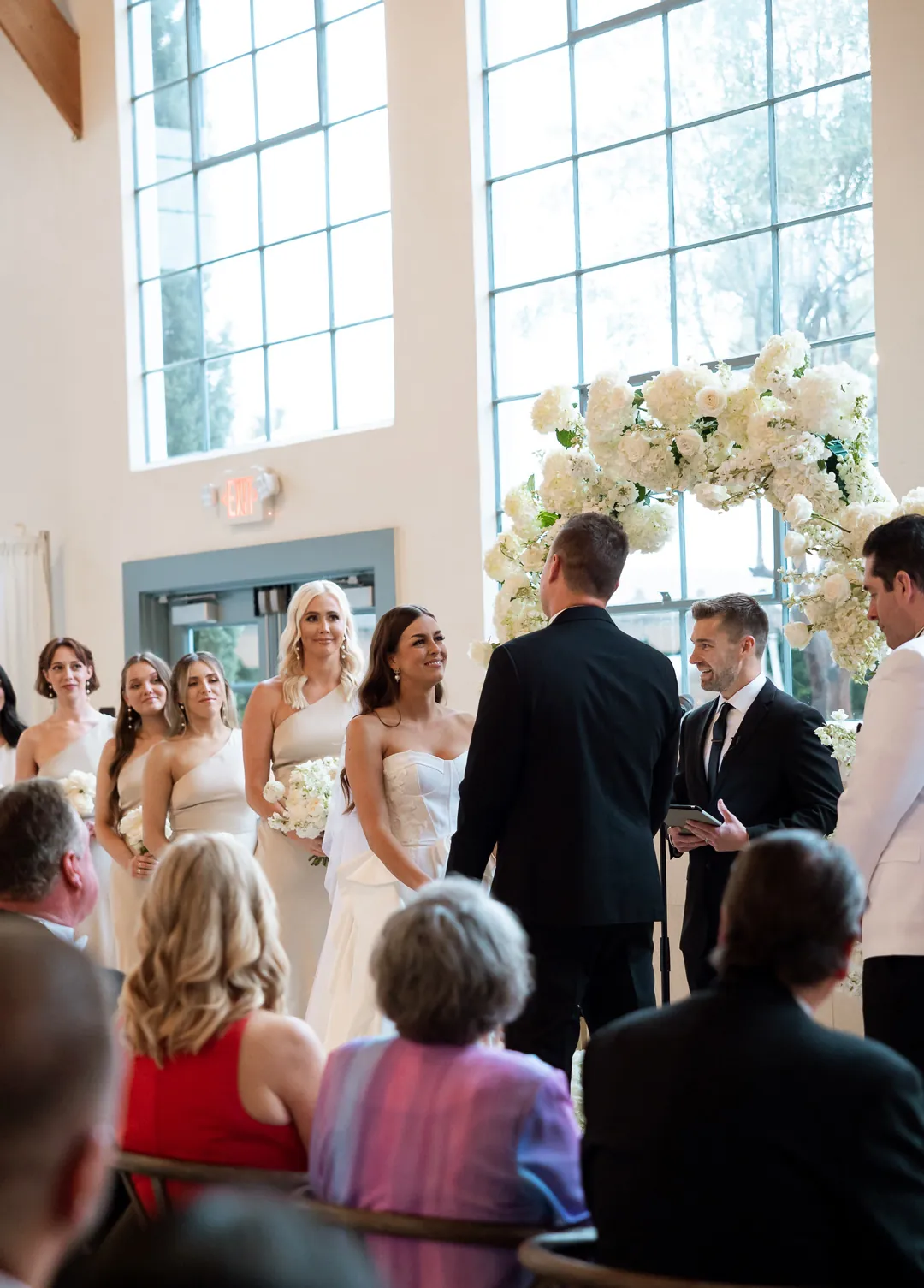 Bride and groom facing one another during the ceremony