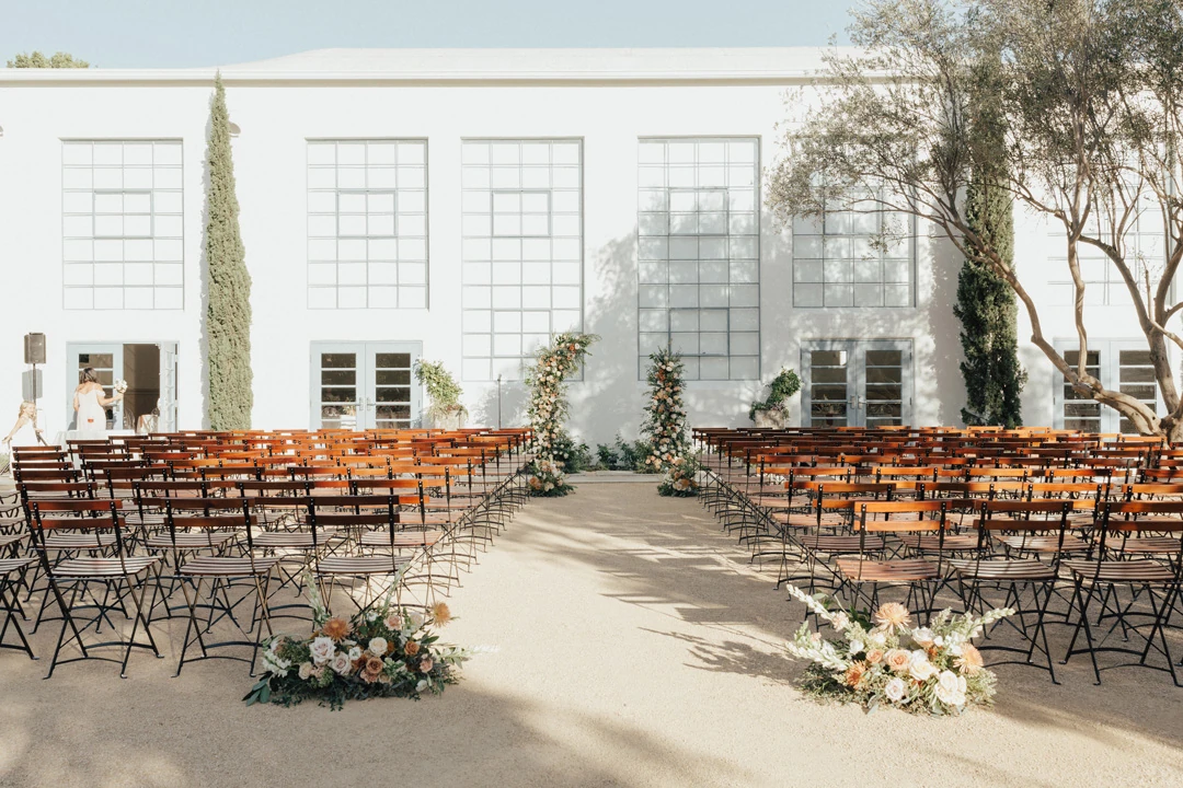 Garden ceremony aisle facing the reception hall.