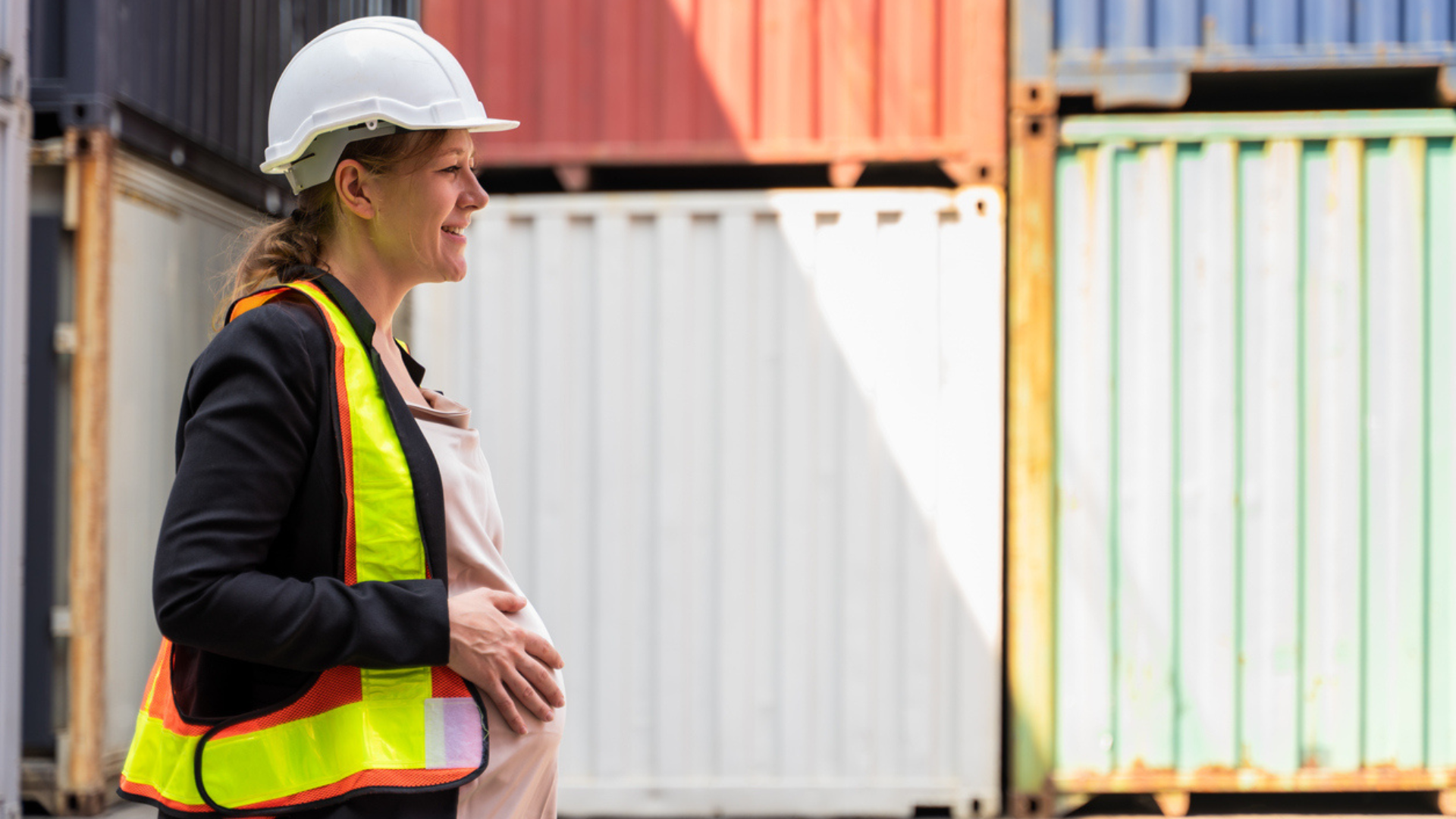 A pregnant construction worker 