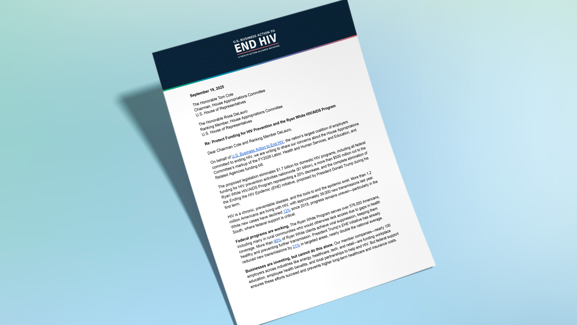 Coalition Calls on Congress To Protect Critical HIV Funding