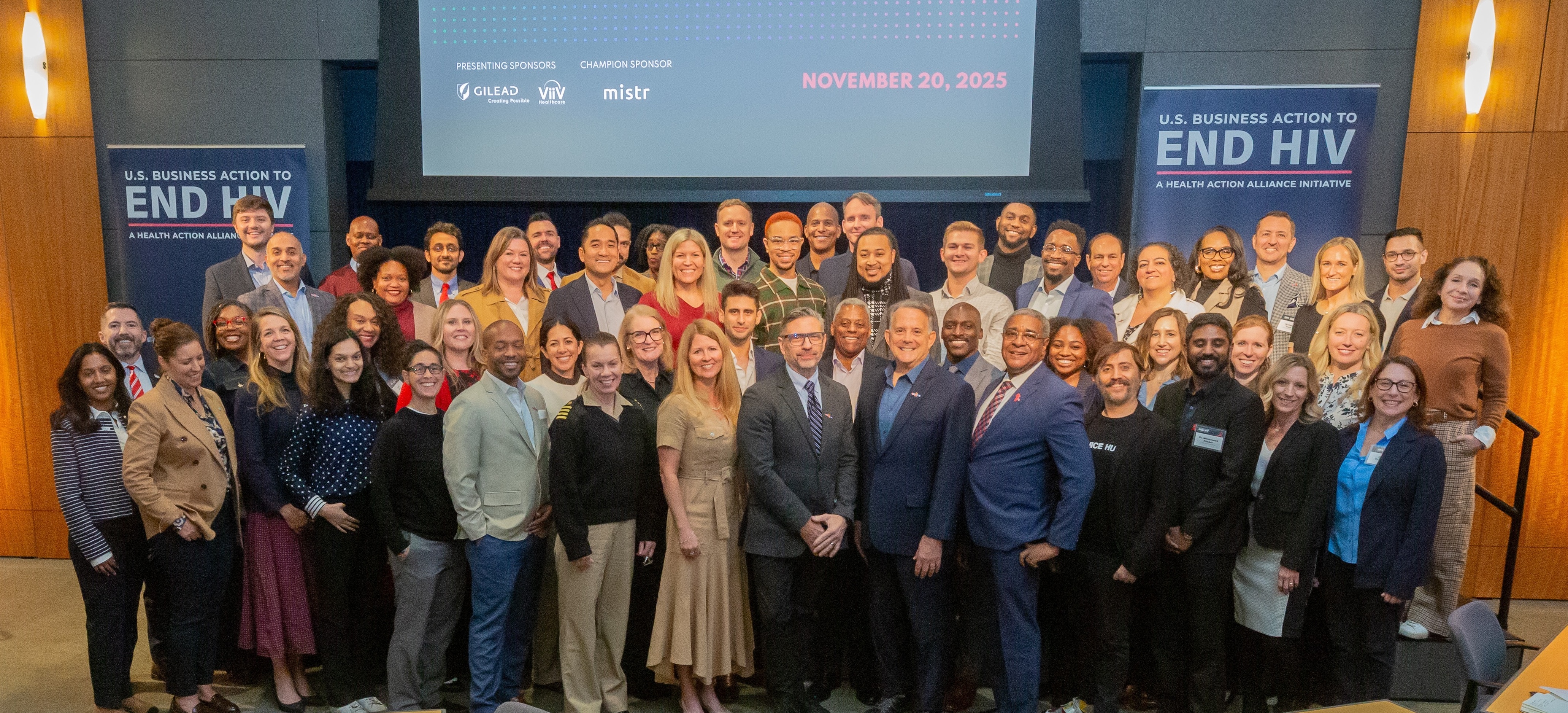 Corporate leaders, HIV experts, and community leaders at the third annual U.S. Business Action to End HIV Convening on Nov. 20, 2025, in Washington, D.C.