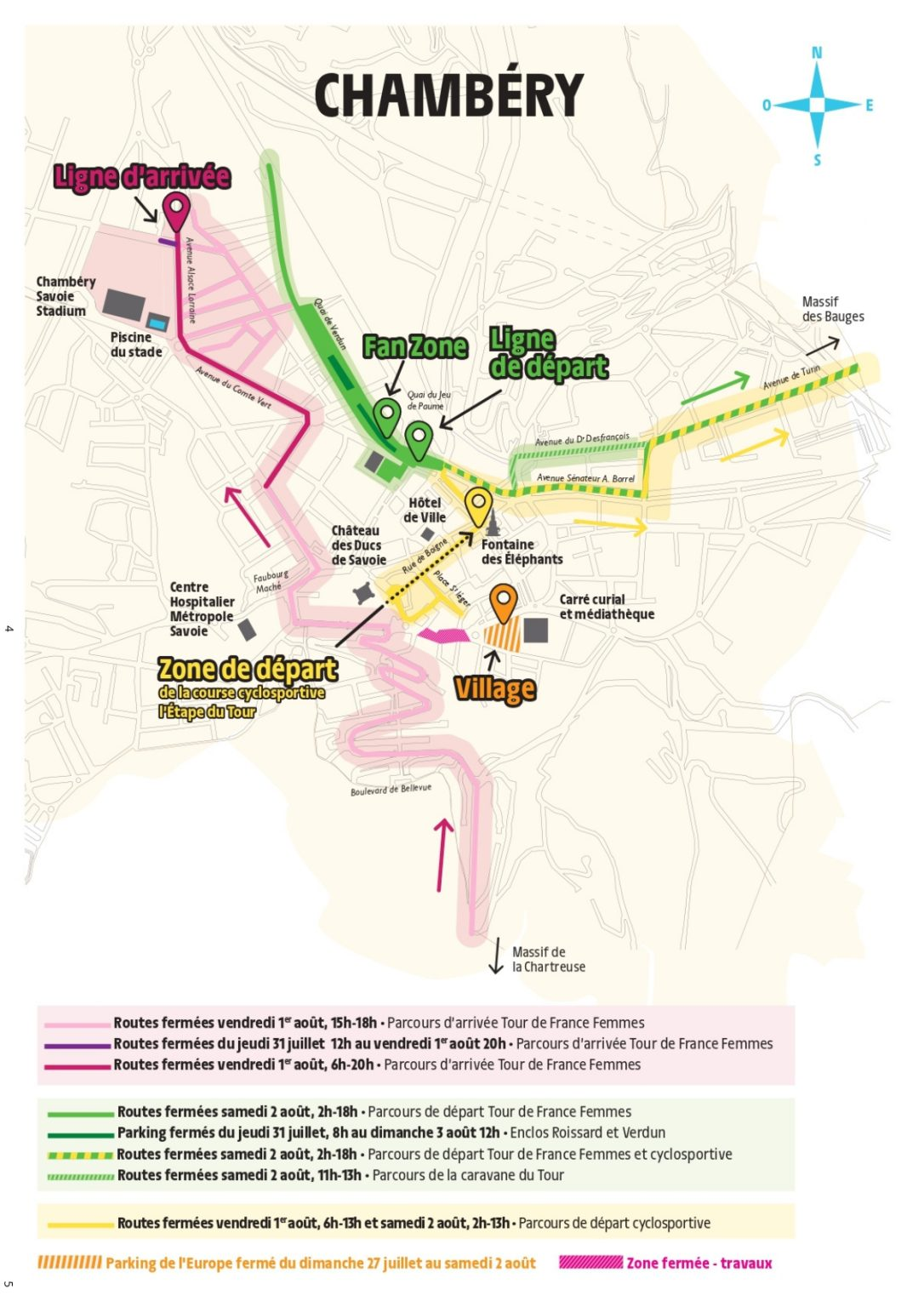 fermeture des routes tour de france chambery