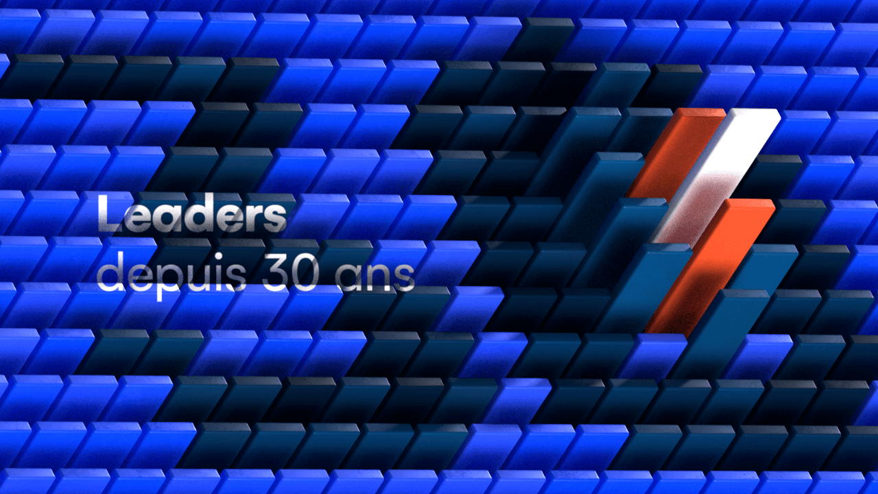 Colored 3D bars forming the number 30 with an isometric view