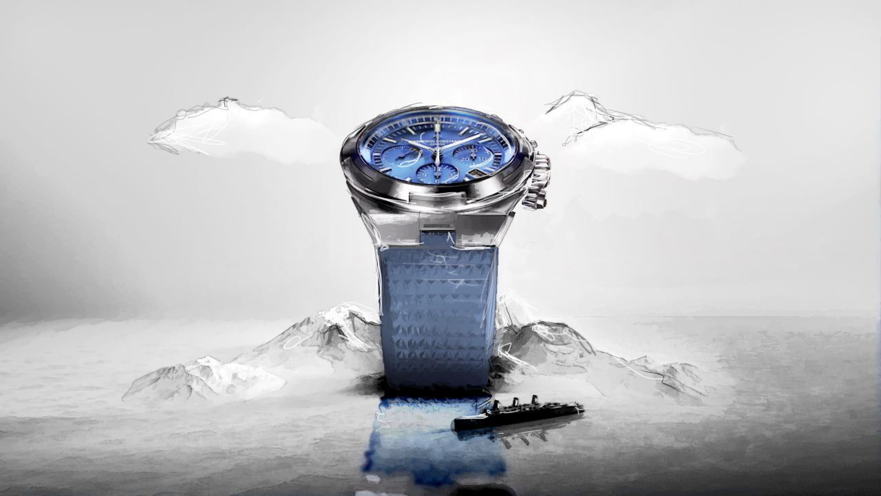 Illustration of the Vacheron Constantin watch on an island