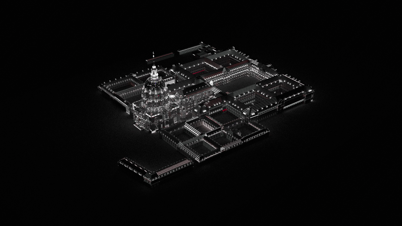 3D stylized sci-fi version of Les invalides in Paris