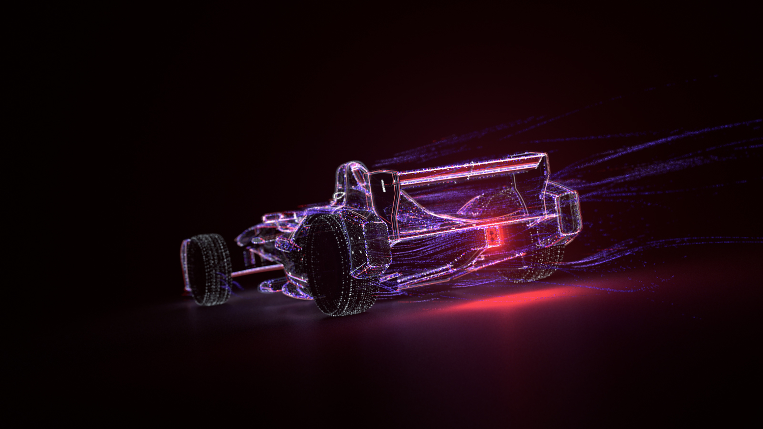 Stylized version of the Formula E made with 3D particles and glowing trails