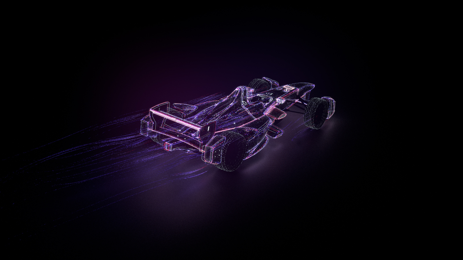 Stylized version of the Formula E made with 3D particles and glowing trails