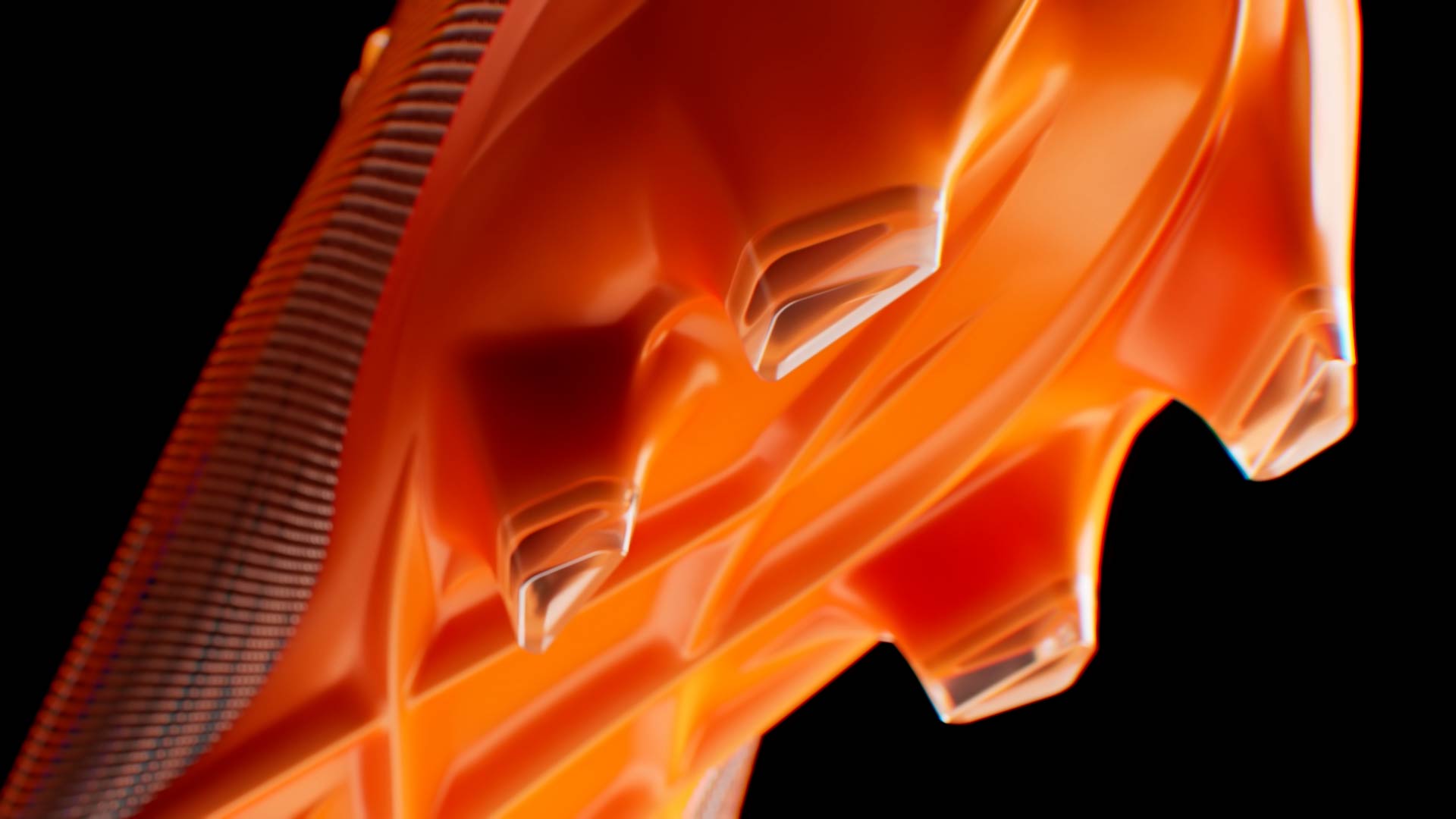 Photo-realistic 3D render of the Puma Ultra sole with vibrant orange plastic material