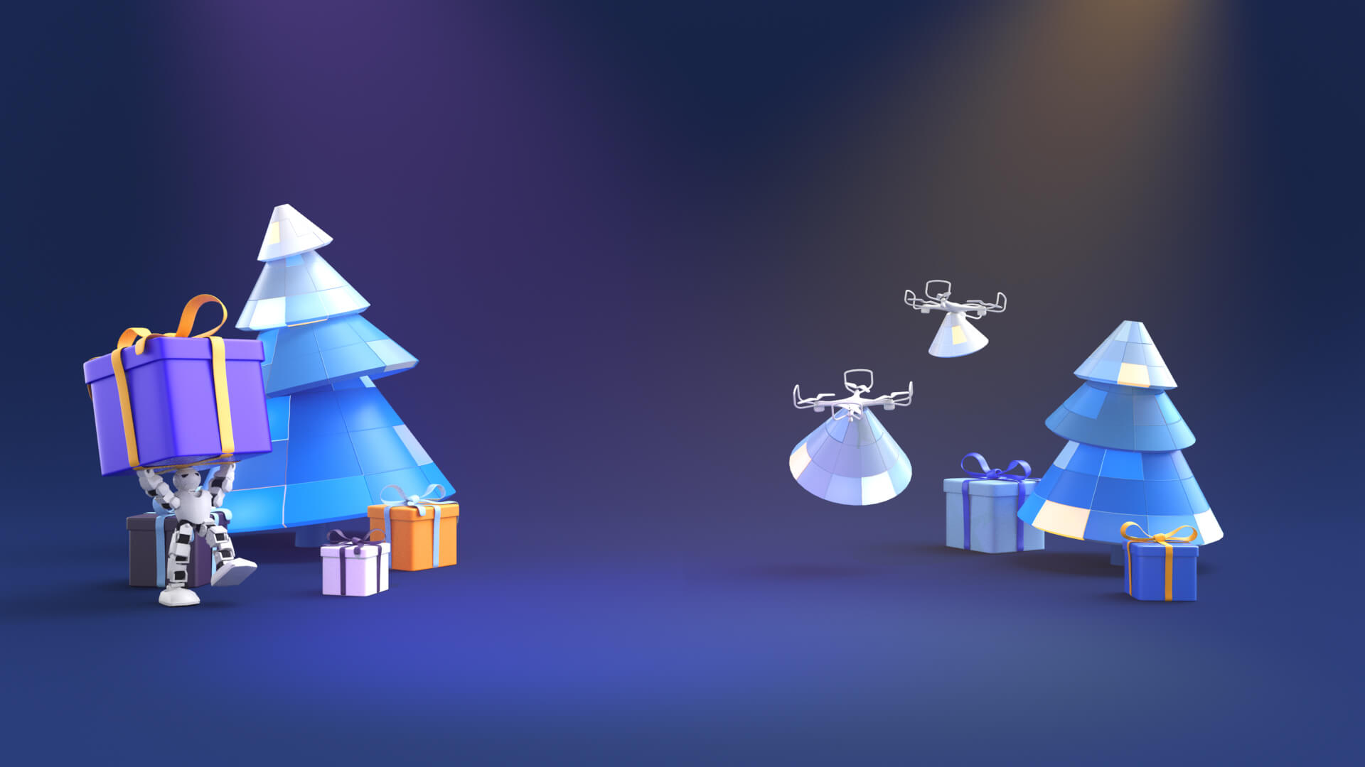 3D toon decorative background in a Christmas theme