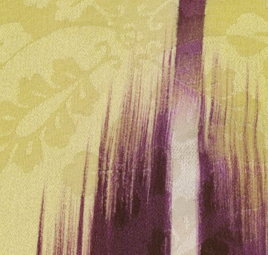 Purple vertical brushstrokes on textured yellow-gold background