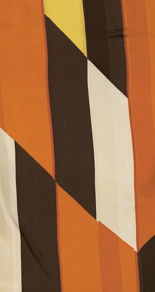 Abstract geometric pattern with orange, brown, yellow, and white angular shapes