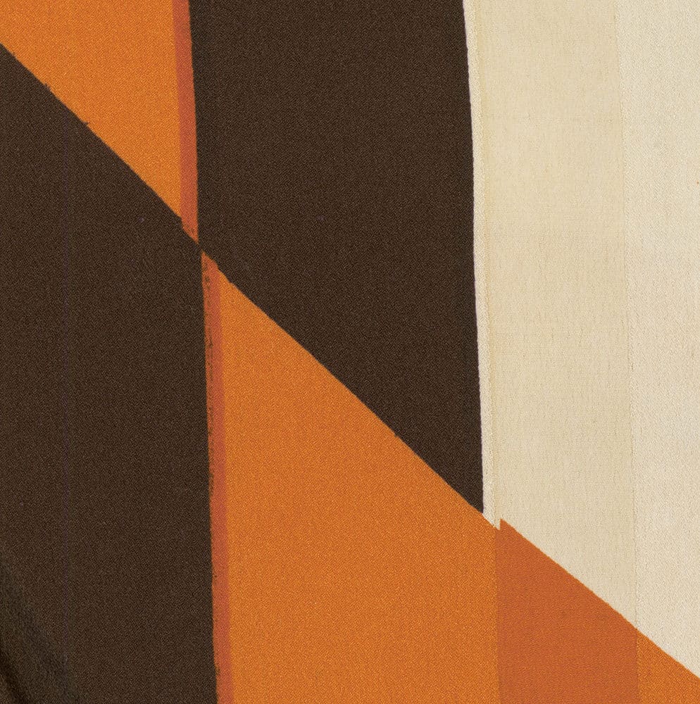 Abstract geometric composition with orange, brown, and cream triangular shapes