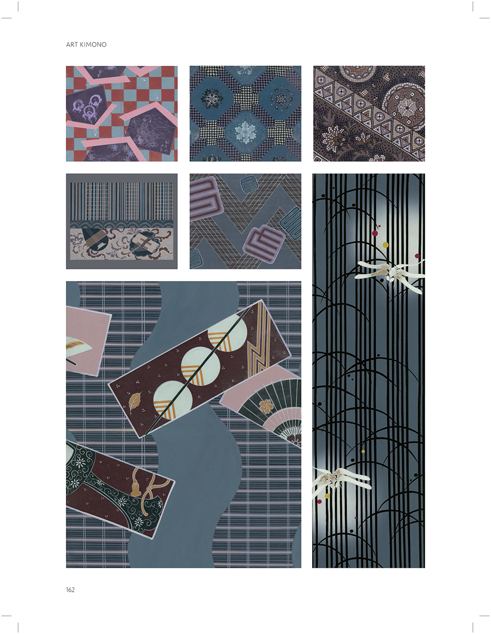 Geometric Japanese kimono patterns with diverse textures and artistic designs