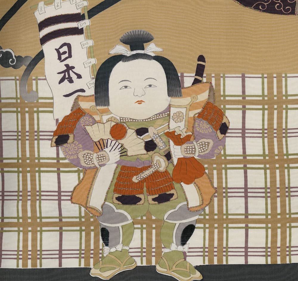 Traditional Japanese illustration of child warrior in decorative costume