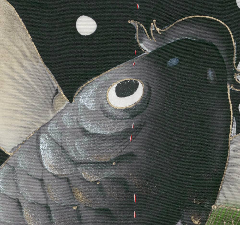 Detailed artistic illustration of a fish with textured gray scales