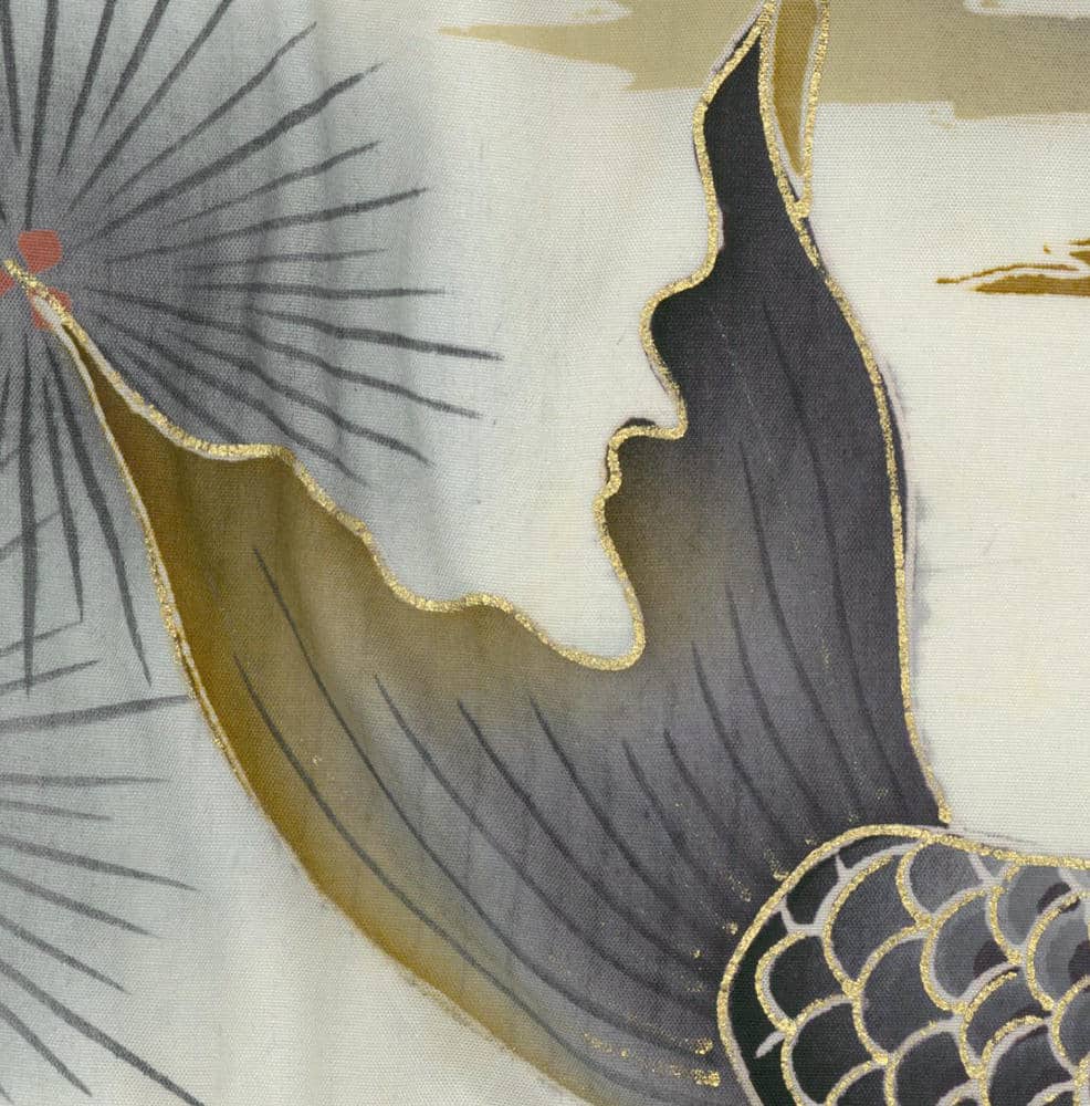 Abstract silhouette with gold-edged wings and feathered texture