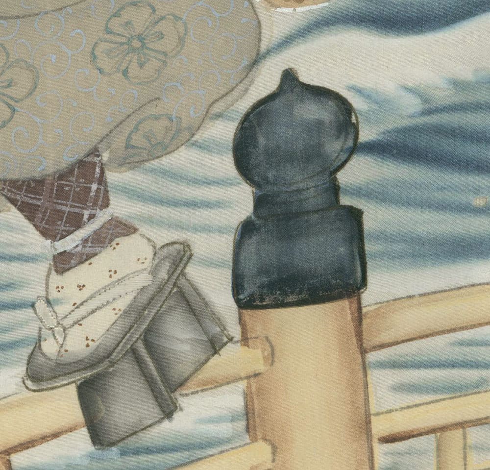 Watercolor painting of salt and pepper shakers on patterned background