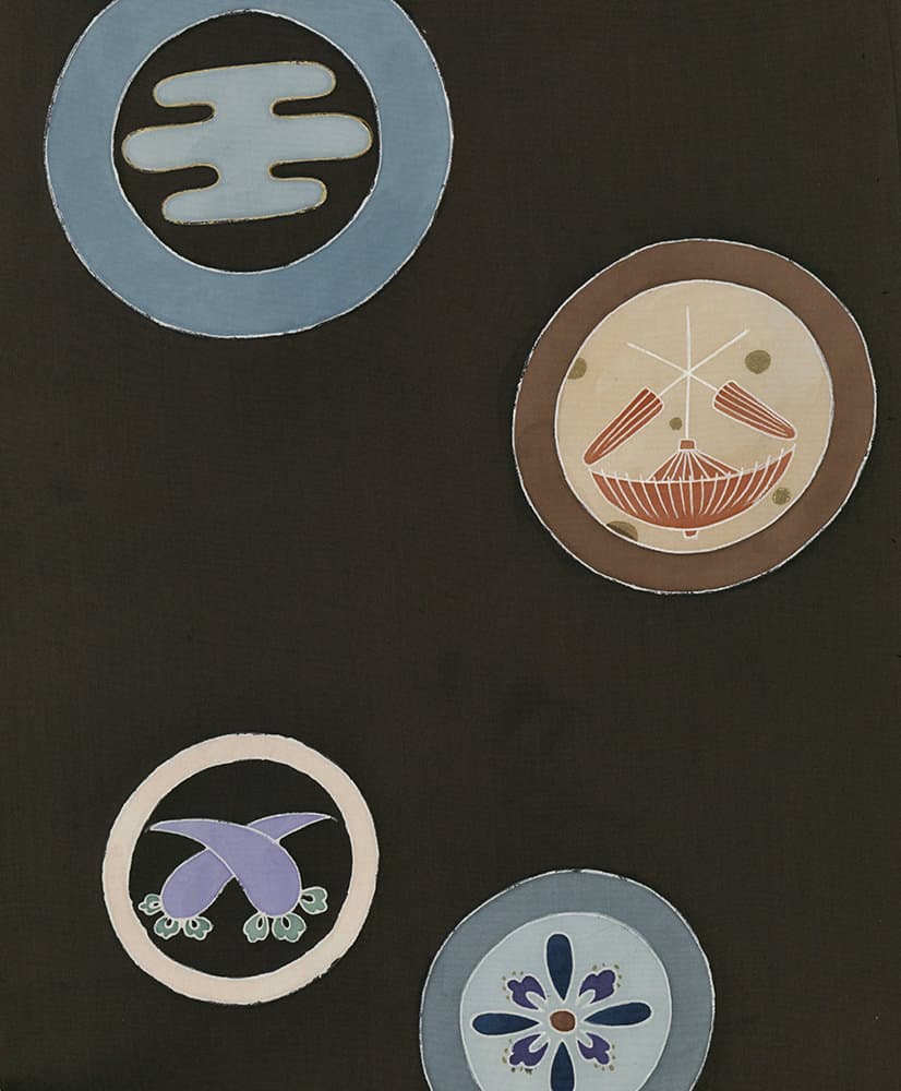 Vintage Japanese geometric crests with stylized natural and abstract motifs