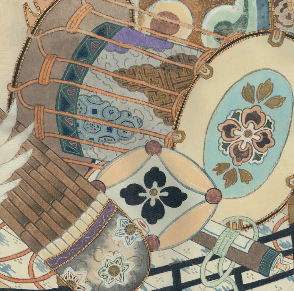 Intricate vintage Japanese pattern with floral motifs and geometric shapes