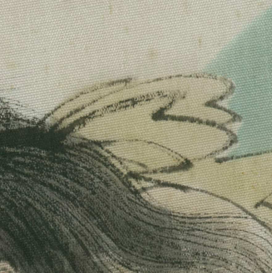 Monochrome sketch of flower petal with textured lines and soft edges