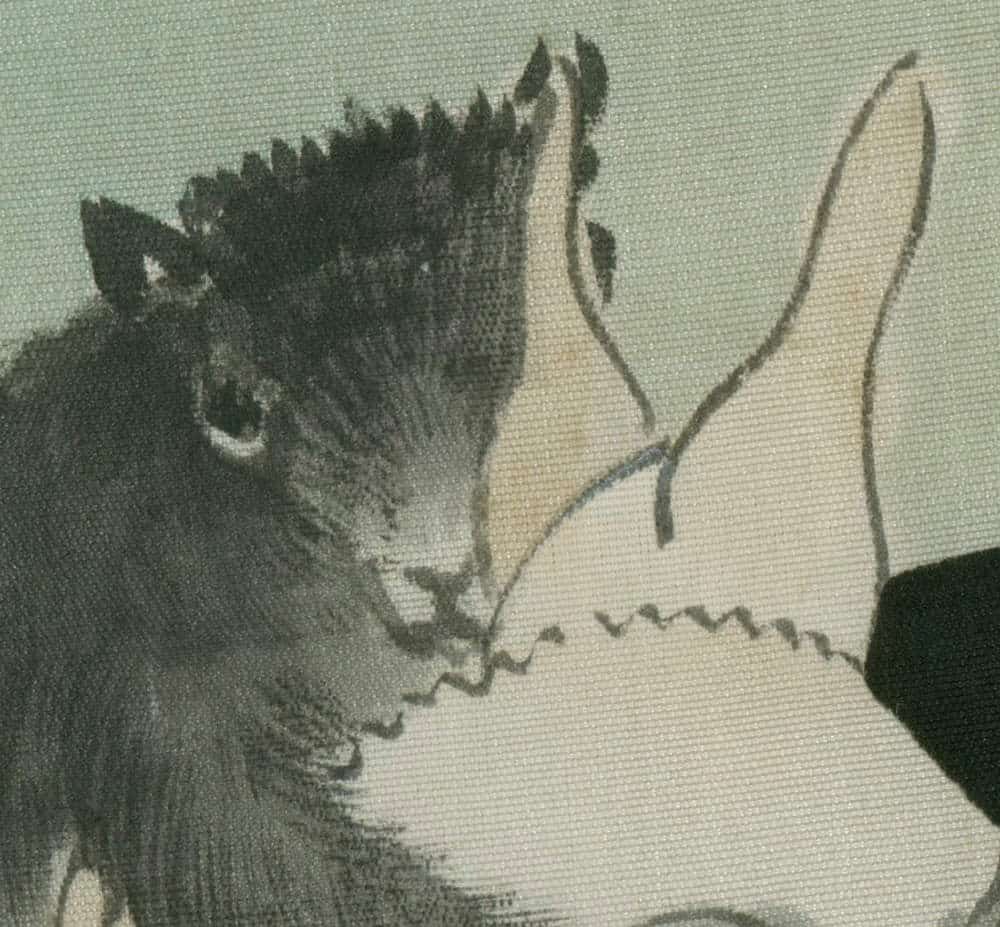 Grayscale illustration of a cat with stylized, textured fur