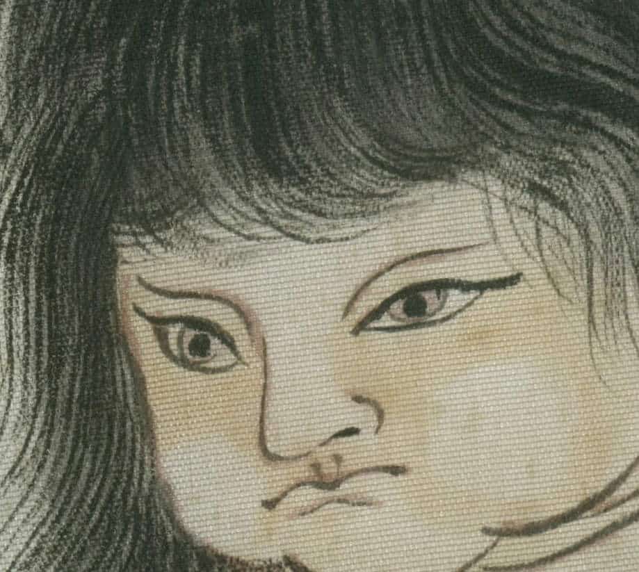 Pencil sketch of a person with expressive eyes and short hair