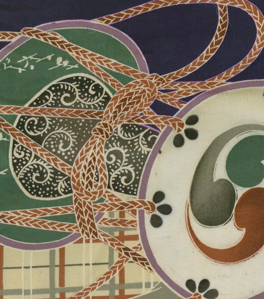 Intricate braided ropes intertwining with decorative paisley and circular shapes