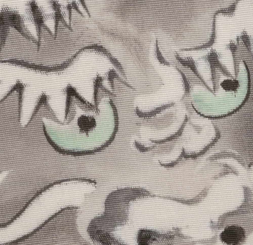 Abstract black and white pattern with wavy lines and green highlights