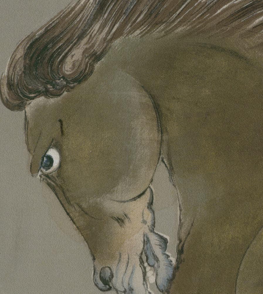 Surreal hand-drawn portrait with distorted face and large blue eye