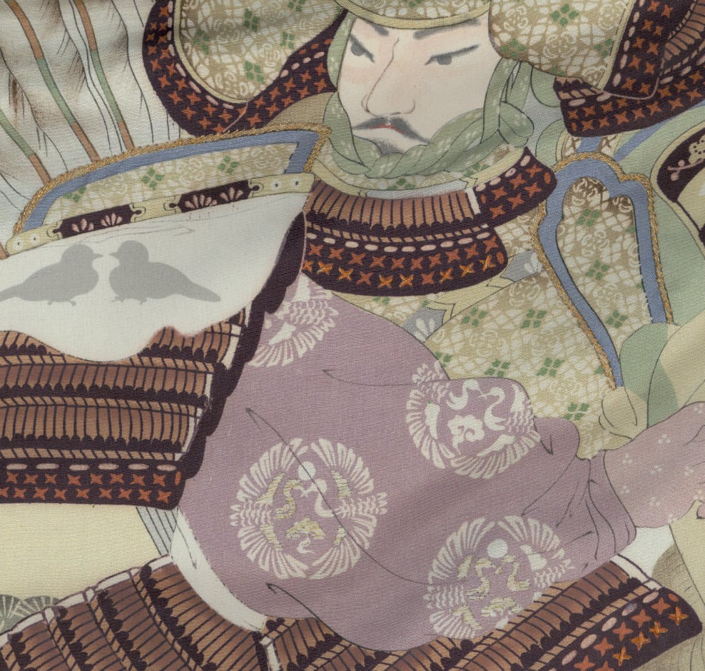 Traditional Japanese samurai artwork with intricate armor and patterns