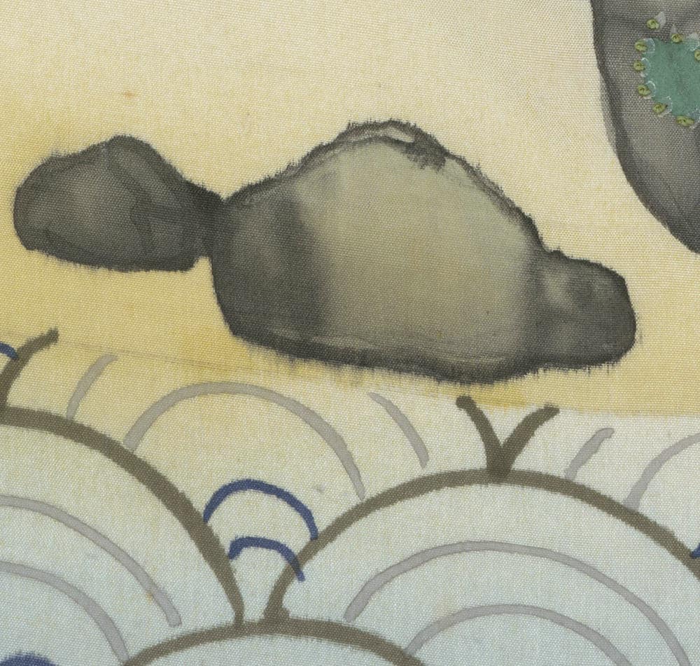 Abstract watercolor seal or sea lion resting on stylized waves