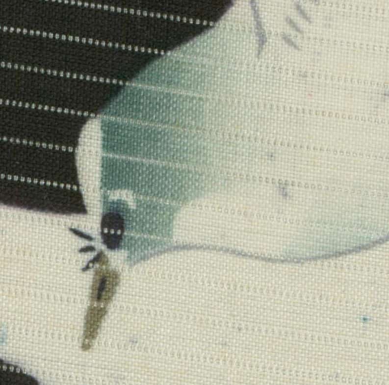 Blurry closeup of a small insect on textured fabric or material