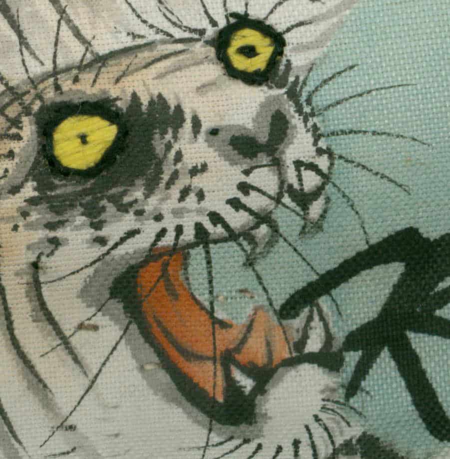 Artistic sketch of a cat with vibrant yellow eyes and textured fur