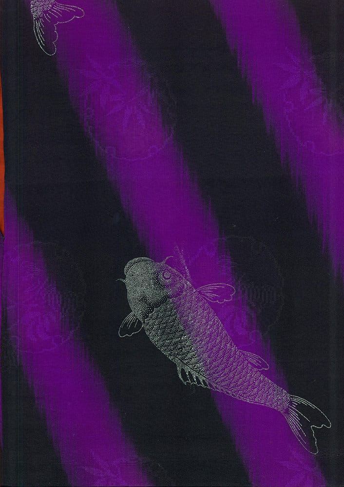 Dotted koi fish swimming against vibrant purple and black background