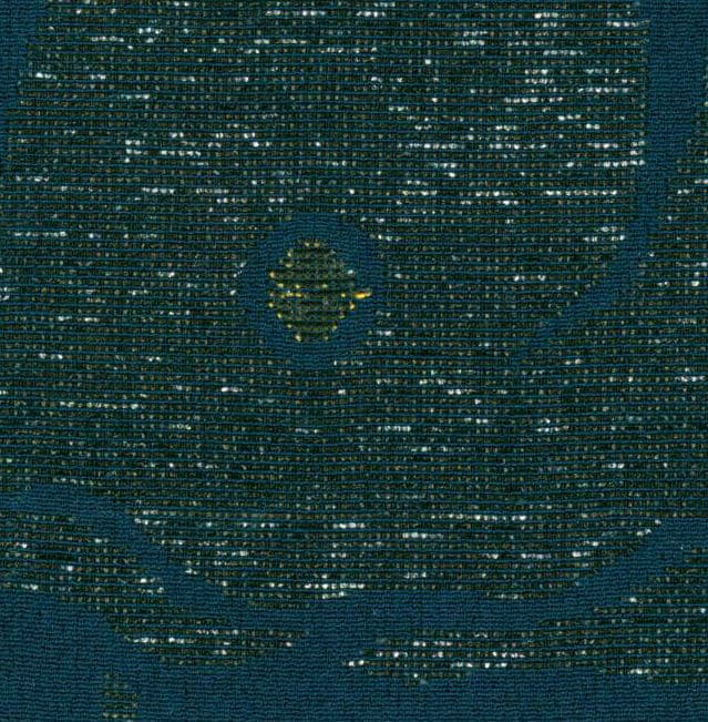 Dark green textured fabric with woven pattern and subtle sparkly threads