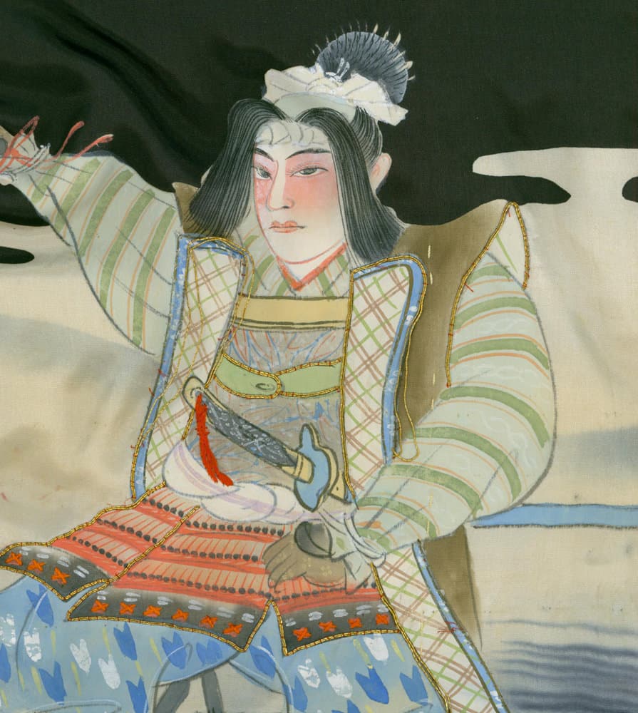 Japanese traditional artwork of a samurai in elaborate period costume