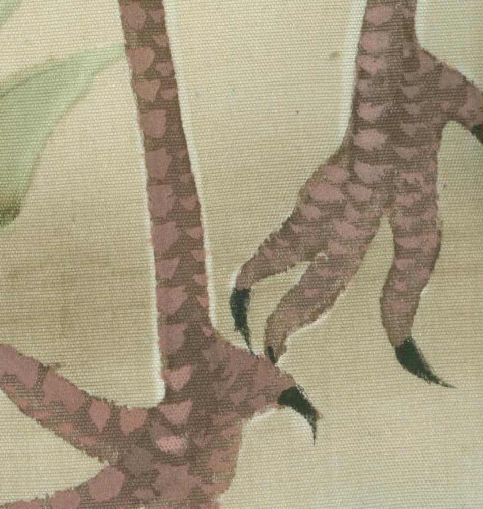 Detailed botanical illustration of plant stem with textured, patterned leaves