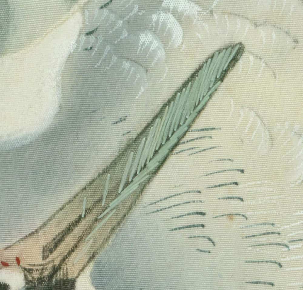 Vintage botanical illustration of a green leaf and plant stem