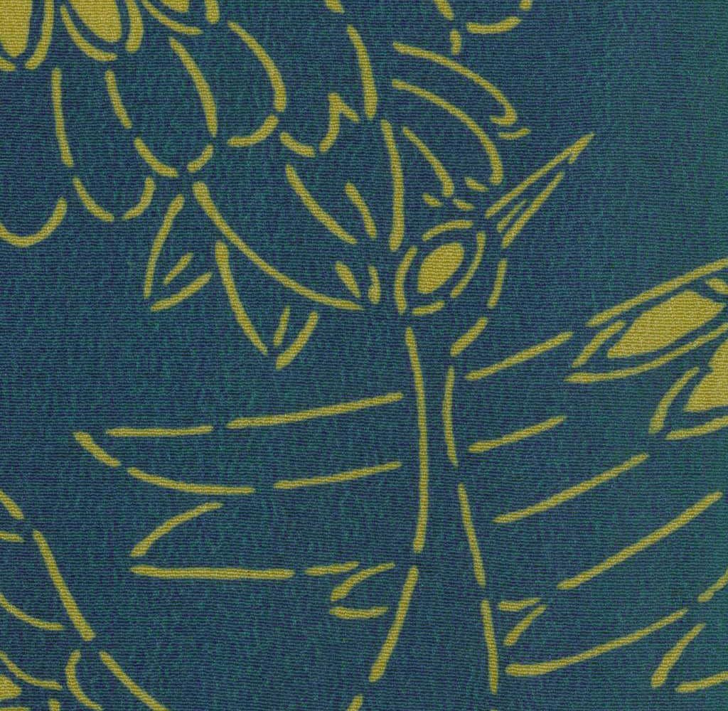 Abstract leaf pattern with yellow lines on dark blue textured background