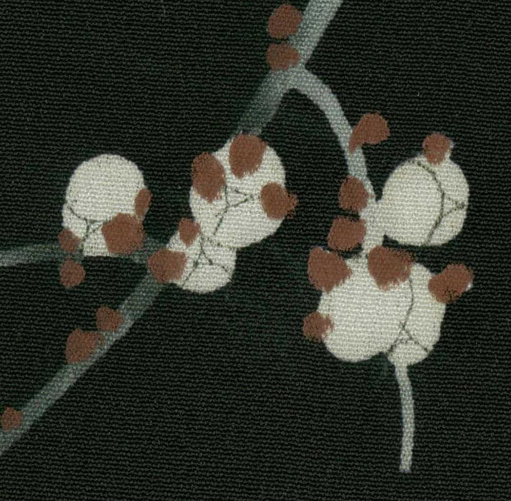 Stylized white and rust-colored flowers on dark textured background
