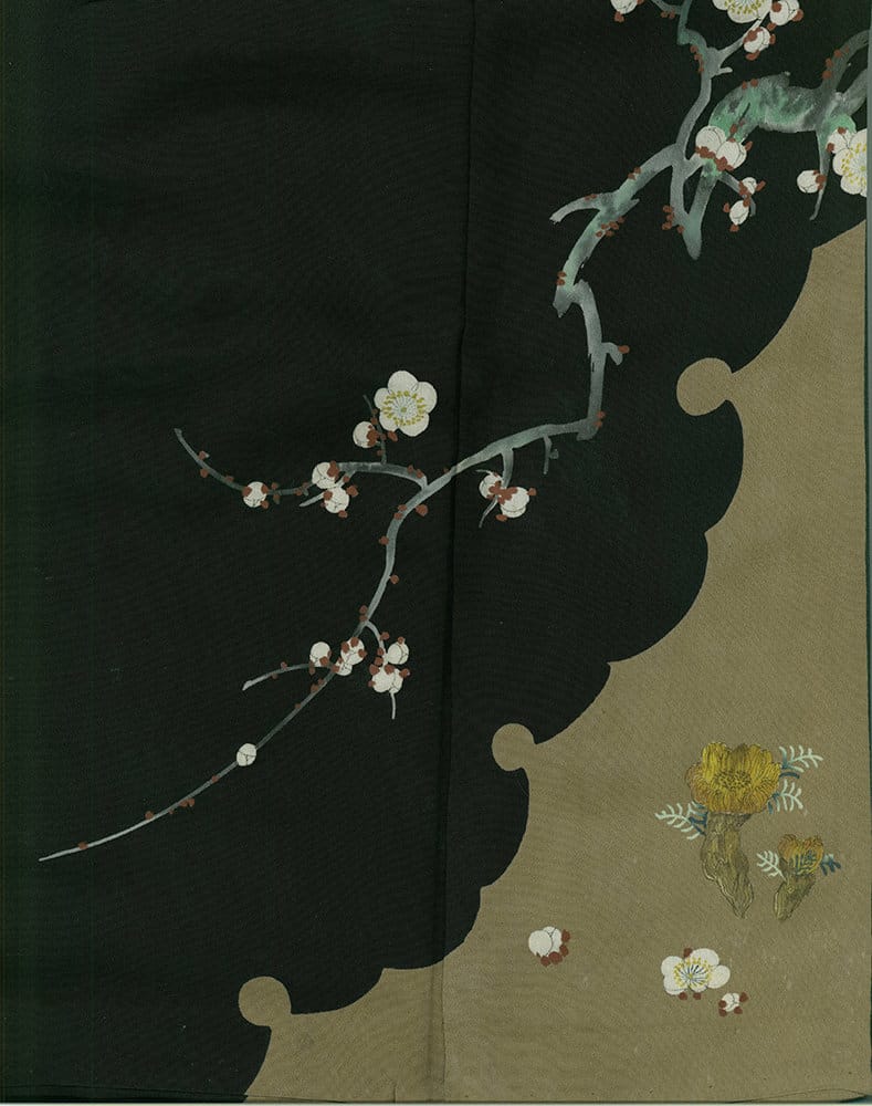Delicate cherry blossoms on dark and light background in traditional Japanese style