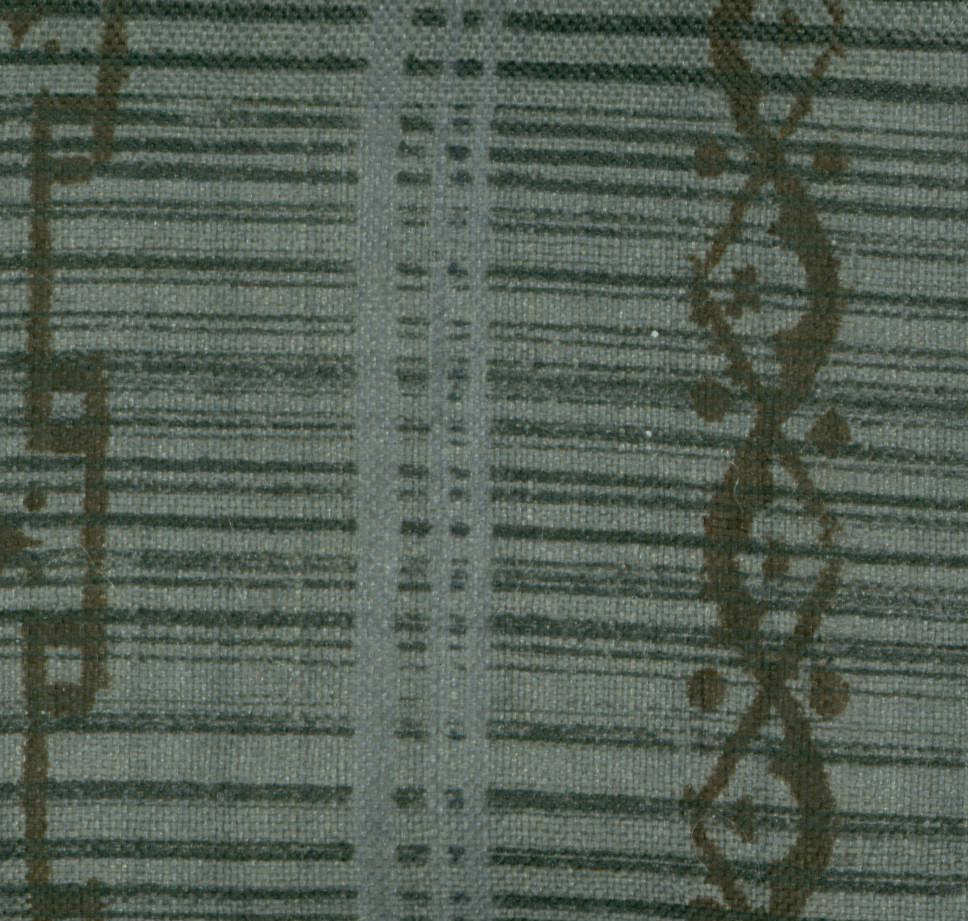 Blue-green textured fabric with woven linear pattern and organic lines