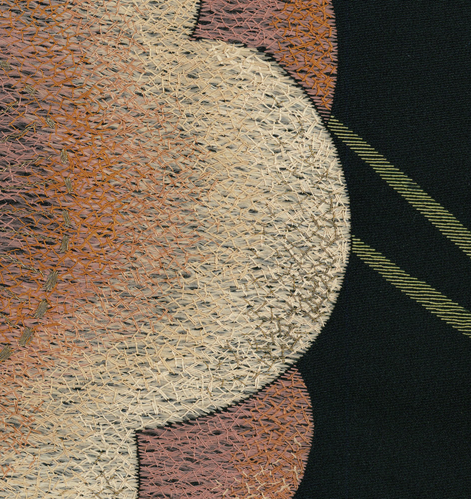 Abstract textured artwork with layered circular shapes in warm earth tones