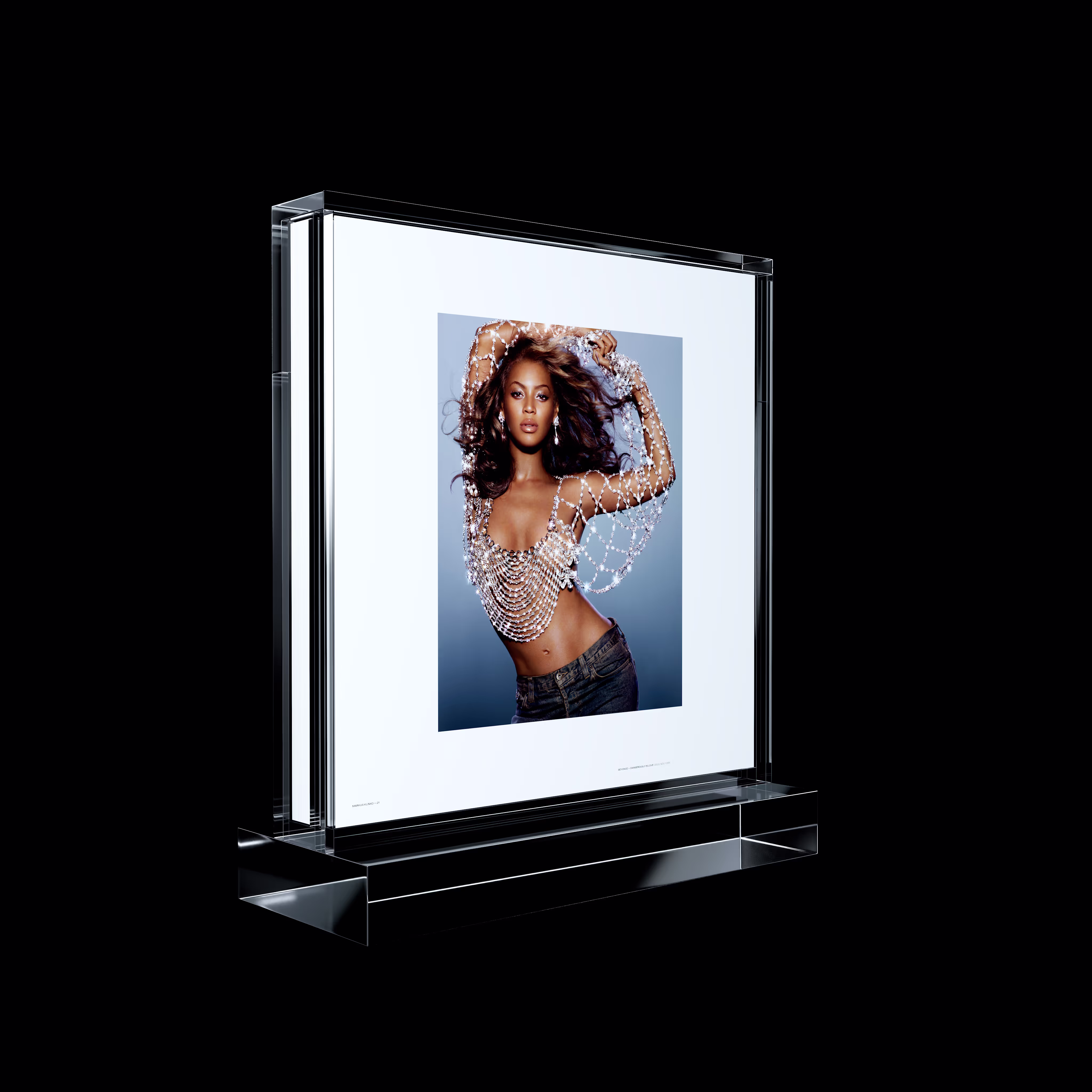 MK21 - for Markus Klinko - Glass display with Beyonce photograph