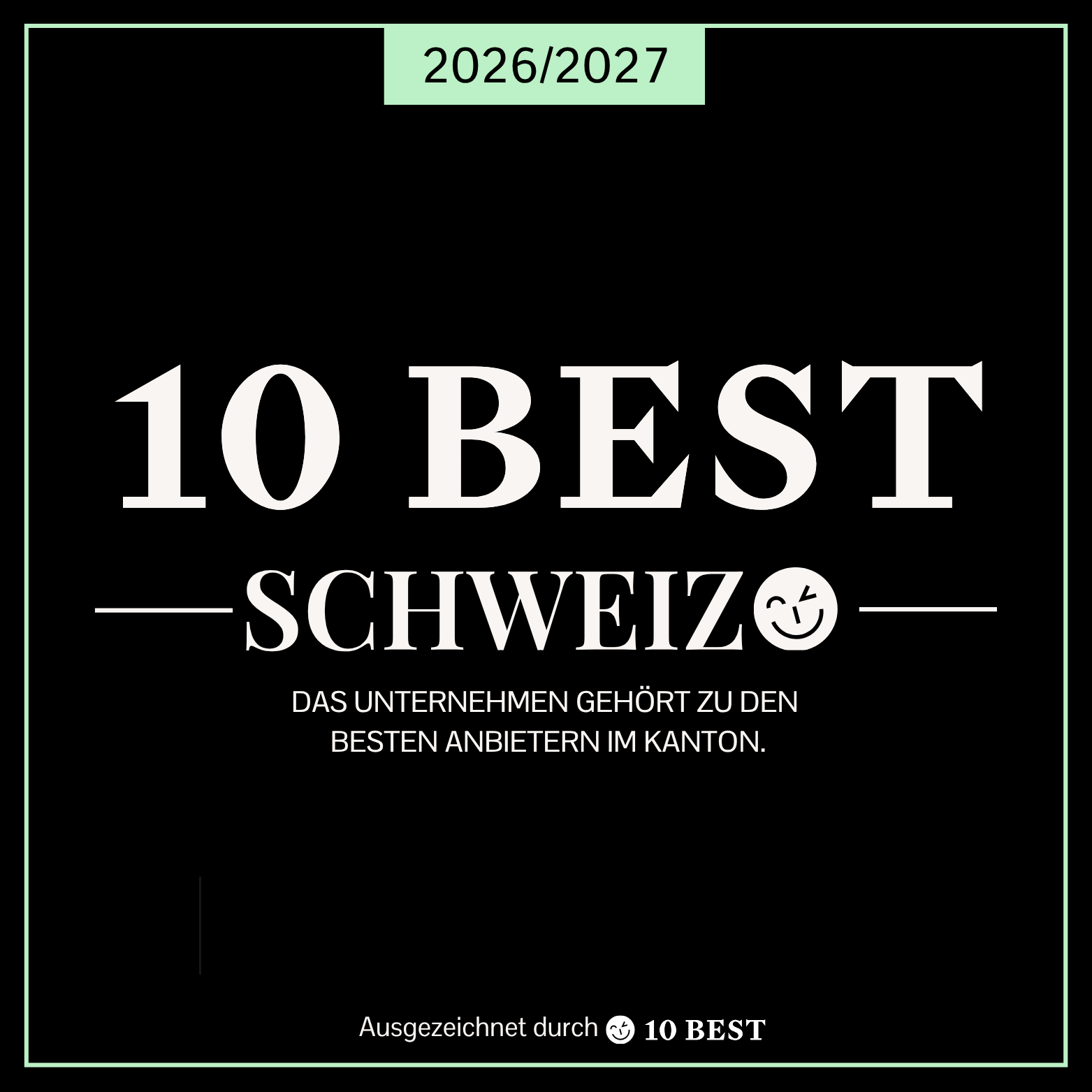 10 BEST Schweiz 2026/2027 Auszeichnung